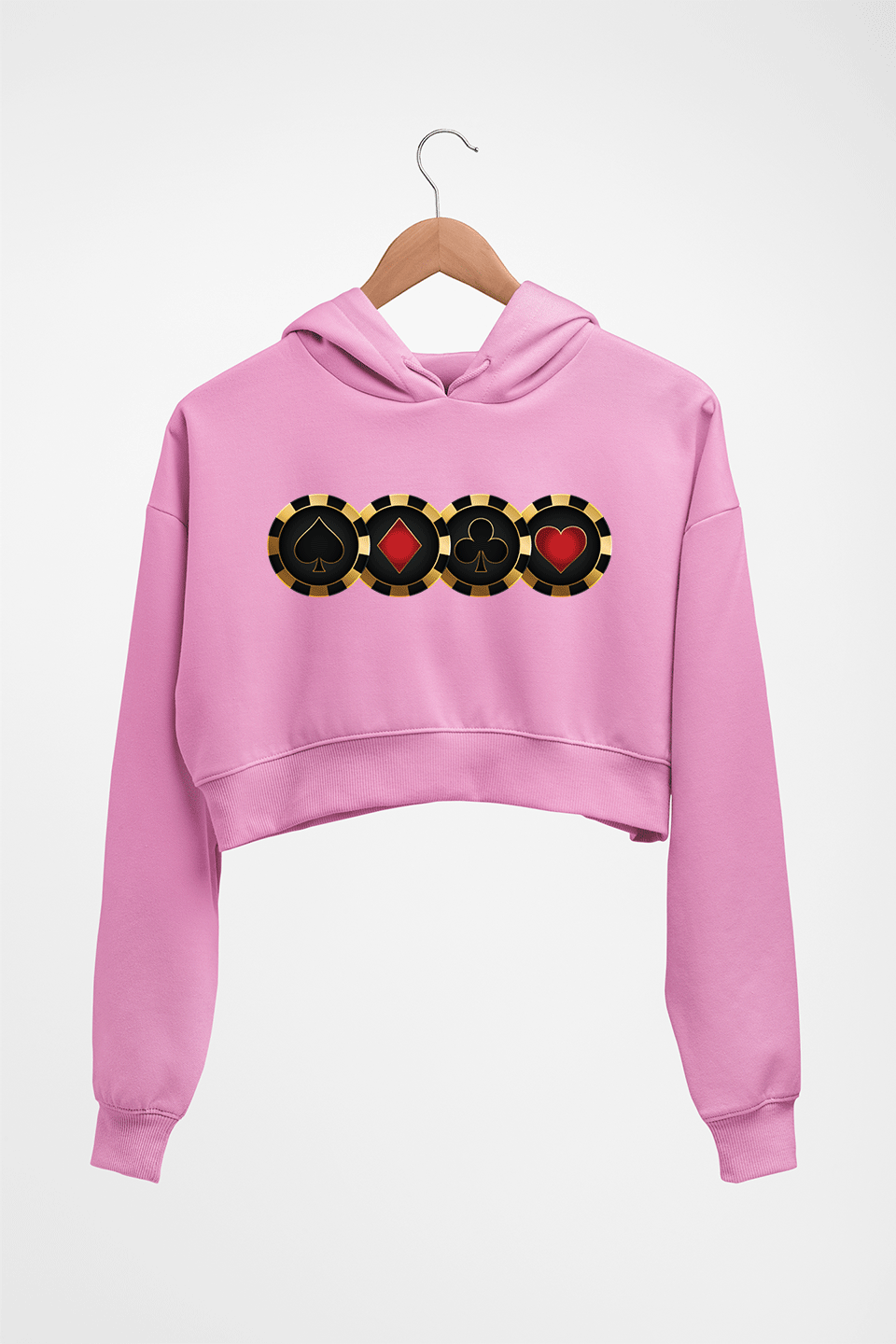 Poker Crop HOODIE FOR WOMEN-Light Baby Pink-Ektarfa.online