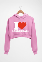 Load image into Gallery viewer, I Love Basketball Crop HOODIE FOR WOMEN-Light Baby Pink-Ektarfa.online
