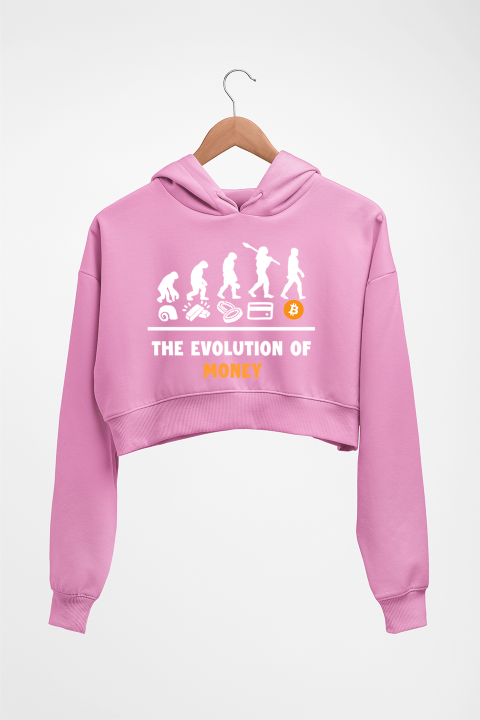 Bitcoin Crypto Money Crop HOODIE FOR WOMEN-Light Baby Pink-Ektarfa.online
