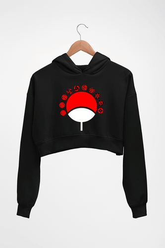 Sharingan Crop HOODIE FOR WOMEN-Black-Ektarfa.online