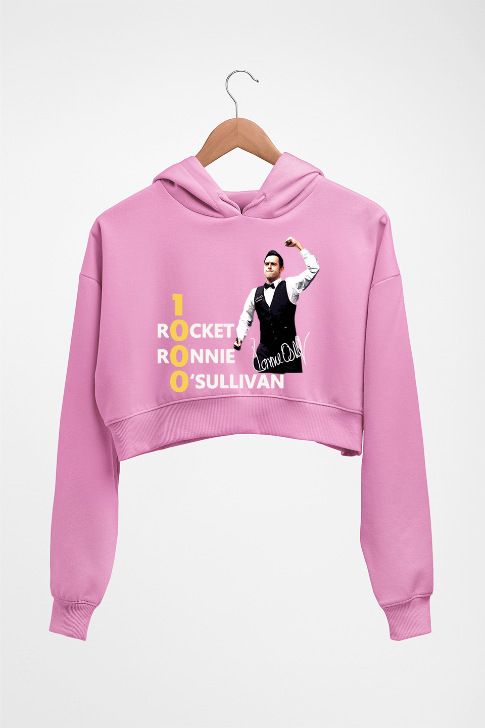 Ronnie O'Sullivan Snooker Crop HOODIE FOR WOMEN-Light Baby Pink-Ektarfa.online