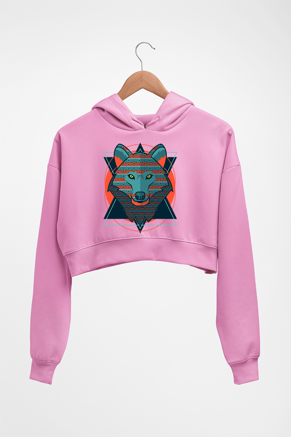 Fox Wolf Crop HOODIE FOR WOMEN-Light Baby Pink-Ektarfa.online