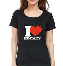 Load image into Gallery viewer, I Love Hockey T-Shirt for Women-Black-Ektarfa.online
