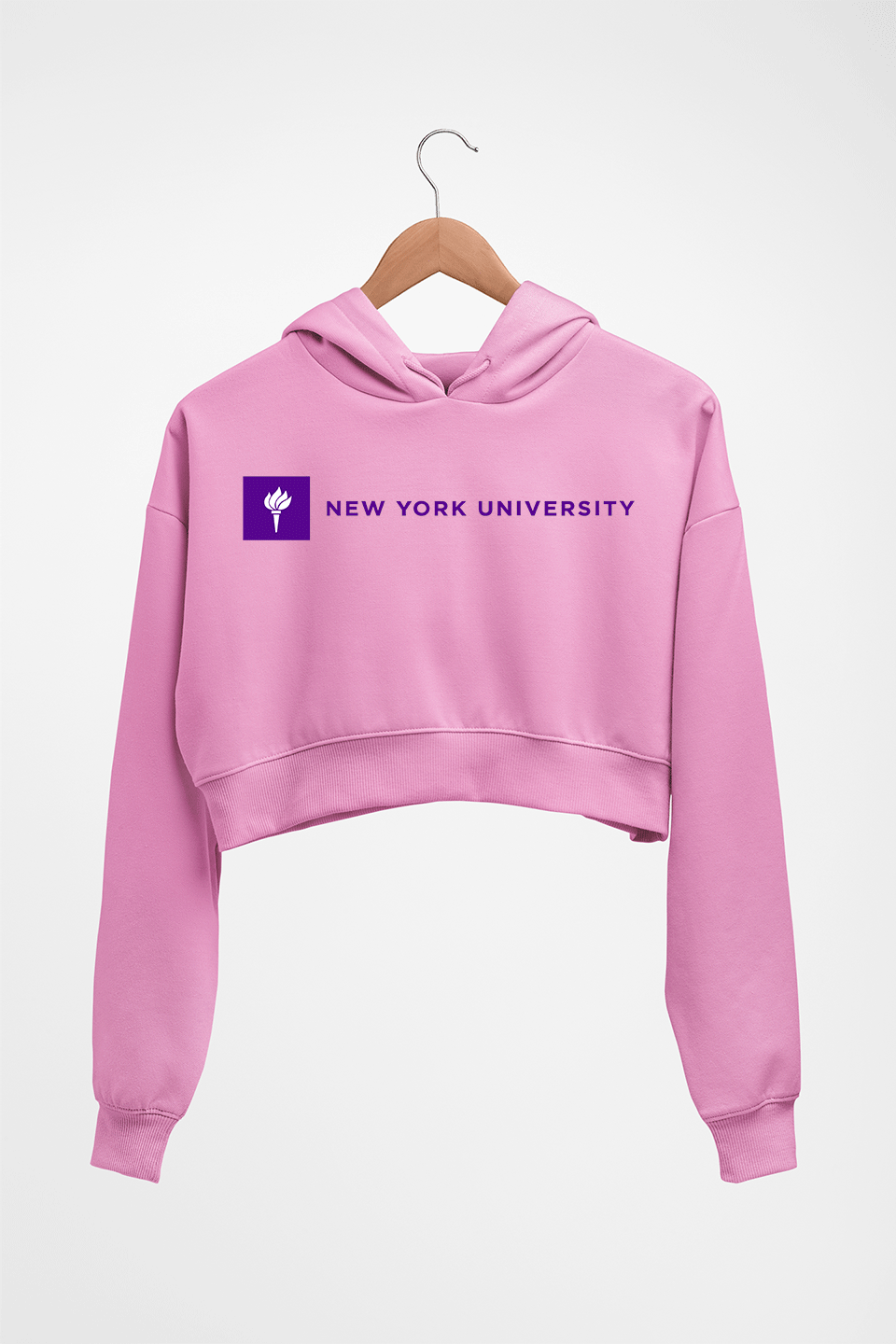 New York University Crop HOODIE FOR WOMEN-Light Baby Pink-Ektarfa.online