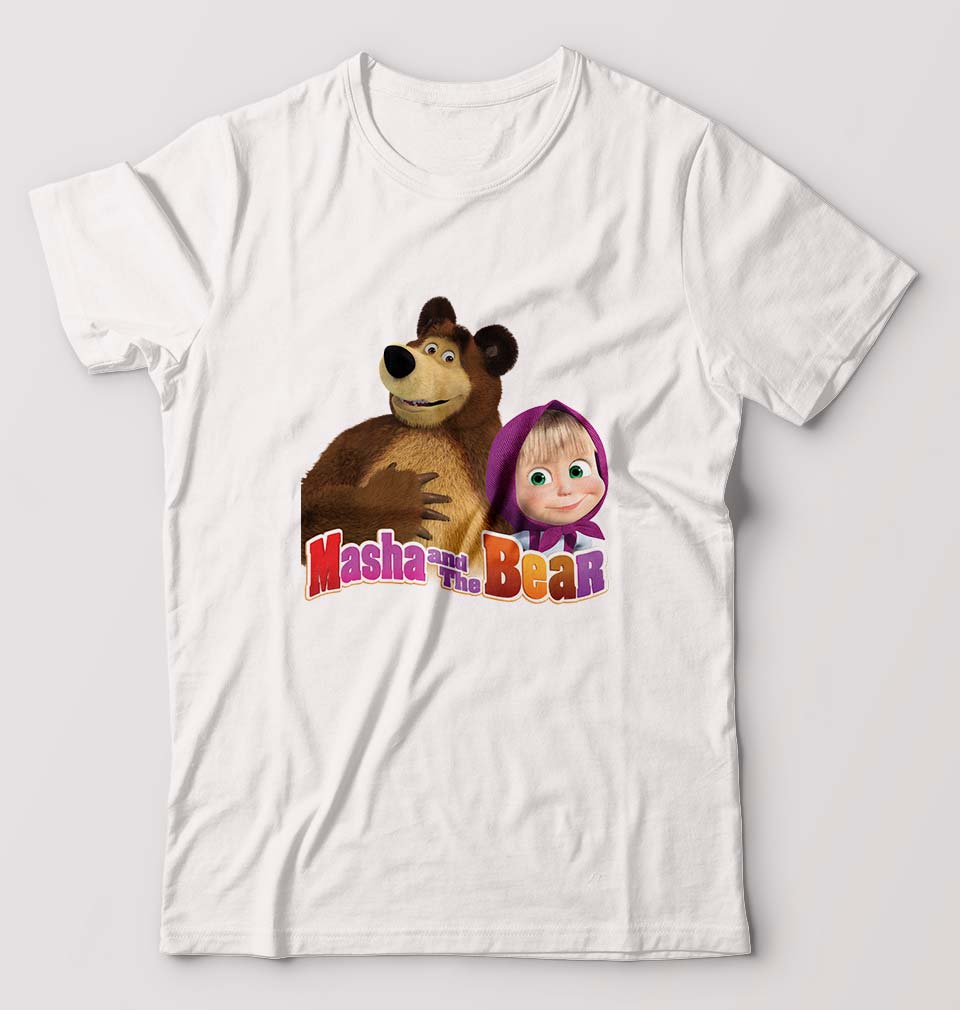 Masha and the Bear T-Shirt for Men-White-Ektarfa.online