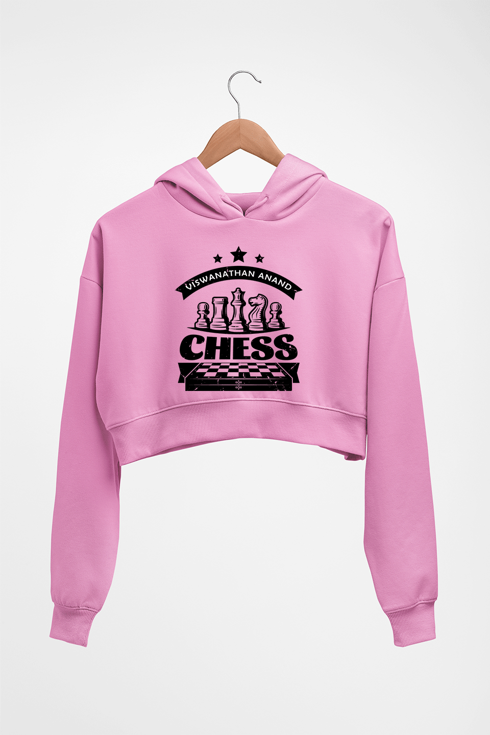 Viswanathan Anand Chess Crop HOODIE FOR WOMEN-Light Baby Pink-Ektarfa.online
