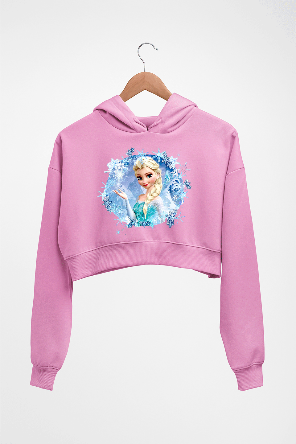 Frozen Elsa Crop HOODIE FOR WOMEN-Light Baby Pink-Ektarfa.online