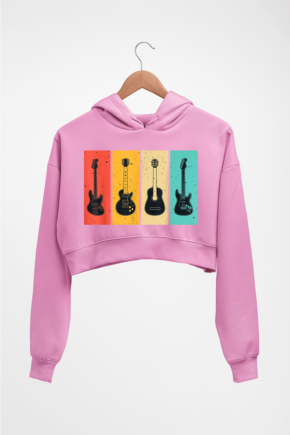 Guitar Crop HOODIE FOR WOMEN-Light Baby Pink-Ektarfa.online
