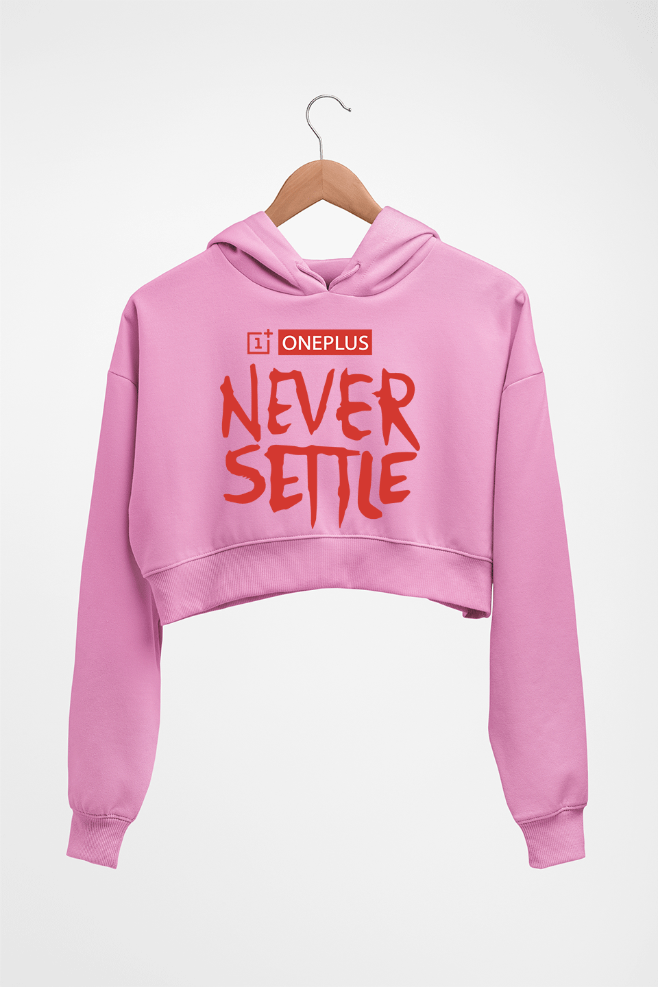 OnePlus Crop HOODIE FOR WOMEN-Light Baby Pink-Ektarfa.online