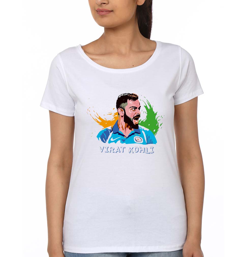 Virat Kohli T-Shirt for Women-White-Ektarfa.online