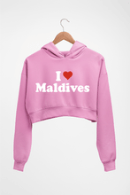 Load image into Gallery viewer, I Love Maldives Crop HOODIE FOR WOMEN-Light Baby Pink-Ektarfa.online
