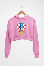 Load image into Gallery viewer, Croatia Football Crop HOODIE FOR WOMEN-Light Baby Pink-Ektarfa.online

