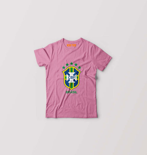 Brazil Football Kids T-Shirt for Boy/Girl-Pink-Ektarfa.online