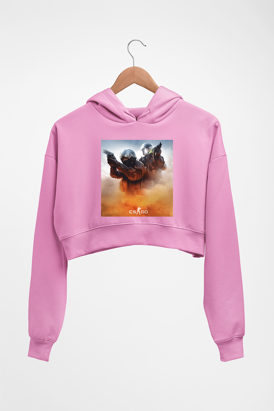 Counter-Strike Global Offensive (CS GO) Crop HOODIE FOR WOMEN-Light Baby Pink-Ektarfa.online