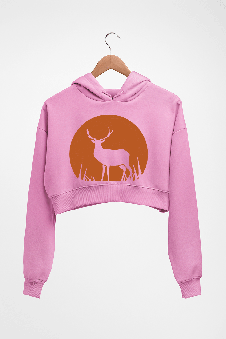 Deer Crop HOODIE FOR WOMEN-Light Baby Pink-Ektarfa.online