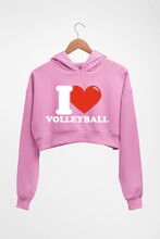 Load image into Gallery viewer, I Love Volleyball Crop HOODIE FOR WOMEN-Light Baby Pink-Ektarfa.online

