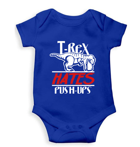 T-Rex Gym Funny Kids Romper For Baby Boy/Girl-Royal Blue-Ektarfa.online