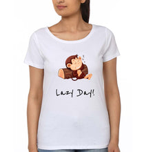 Load image into Gallery viewer, Monkey Lazy Day T-Shirt for Women-White-Ektarfa.online
