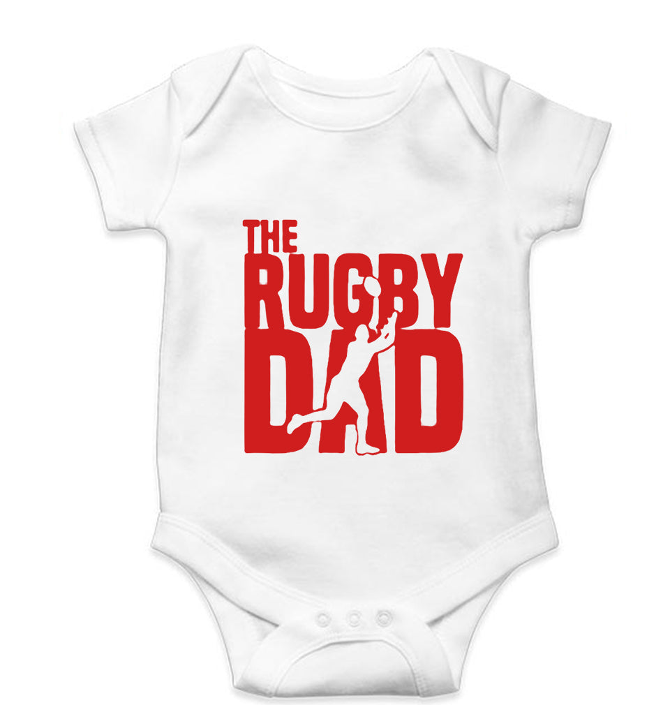 Rugby Dad Kids Romper For Baby Boy/Girl-0-5 Months(18 Inches)-White-Ektarfa.online