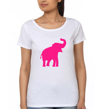 Load image into Gallery viewer, Pink Elephant T-Shirt for Women-White-Ektarfa.online
