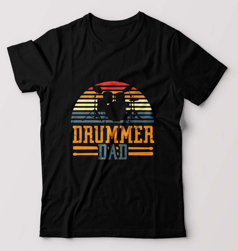 Drummer Dad T-Shirt for Men-Black-Ektarfa.online