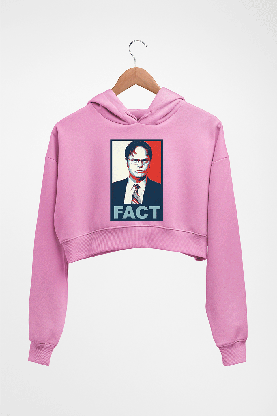 Dwight Schrute Fact Crop HOODIE FOR WOMEN-Light Baby Pink-Ektarfa.online