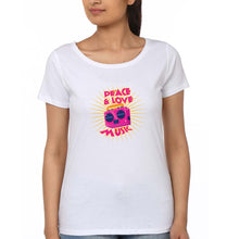 Load image into Gallery viewer, Psychedelic Music Peace Love T-Shirt for Women-White-Ektarfa.online
