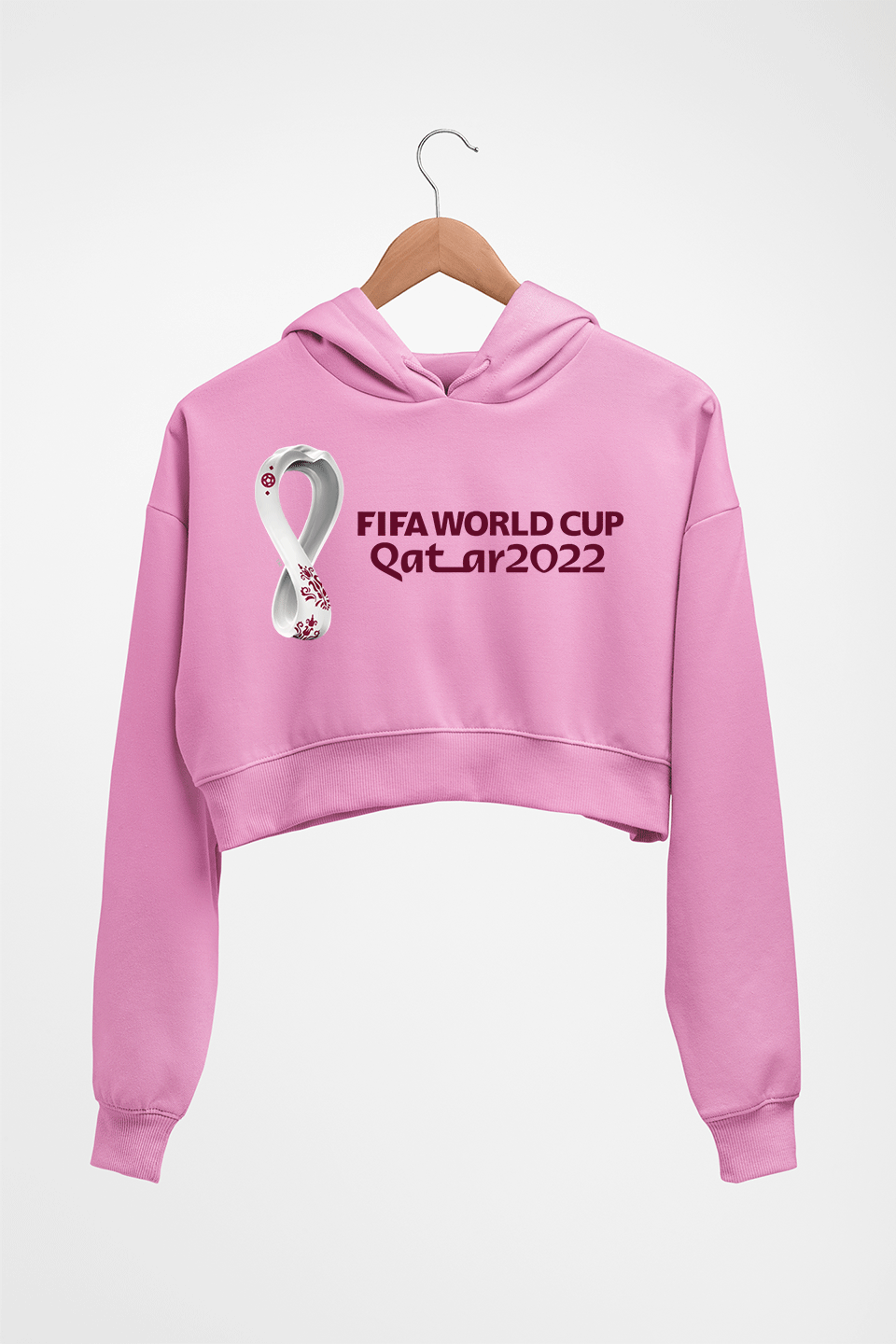 FIFA World Cup Qatar 2022 Crop HOODIE FOR WOMEN-Light Baby Pink-Ektarfa.online