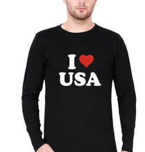 Load image into Gallery viewer, I Love USA T Full Sleeves T-Shirt for Men-Black-Ektarfa.online
