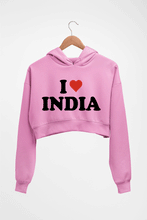 Load image into Gallery viewer, I Love India Crop HOODIE FOR WOMEN-Light Baby Pink-Ektarfa.online
