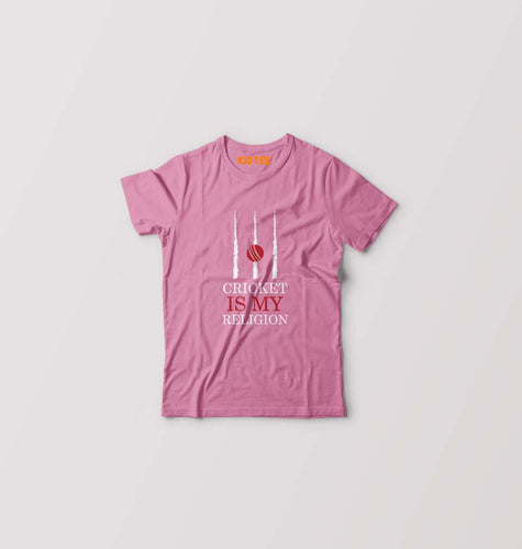 Cricket Is My Religion Kids T-Shirt for Boy/Girl-Pink-Ektarfa.online