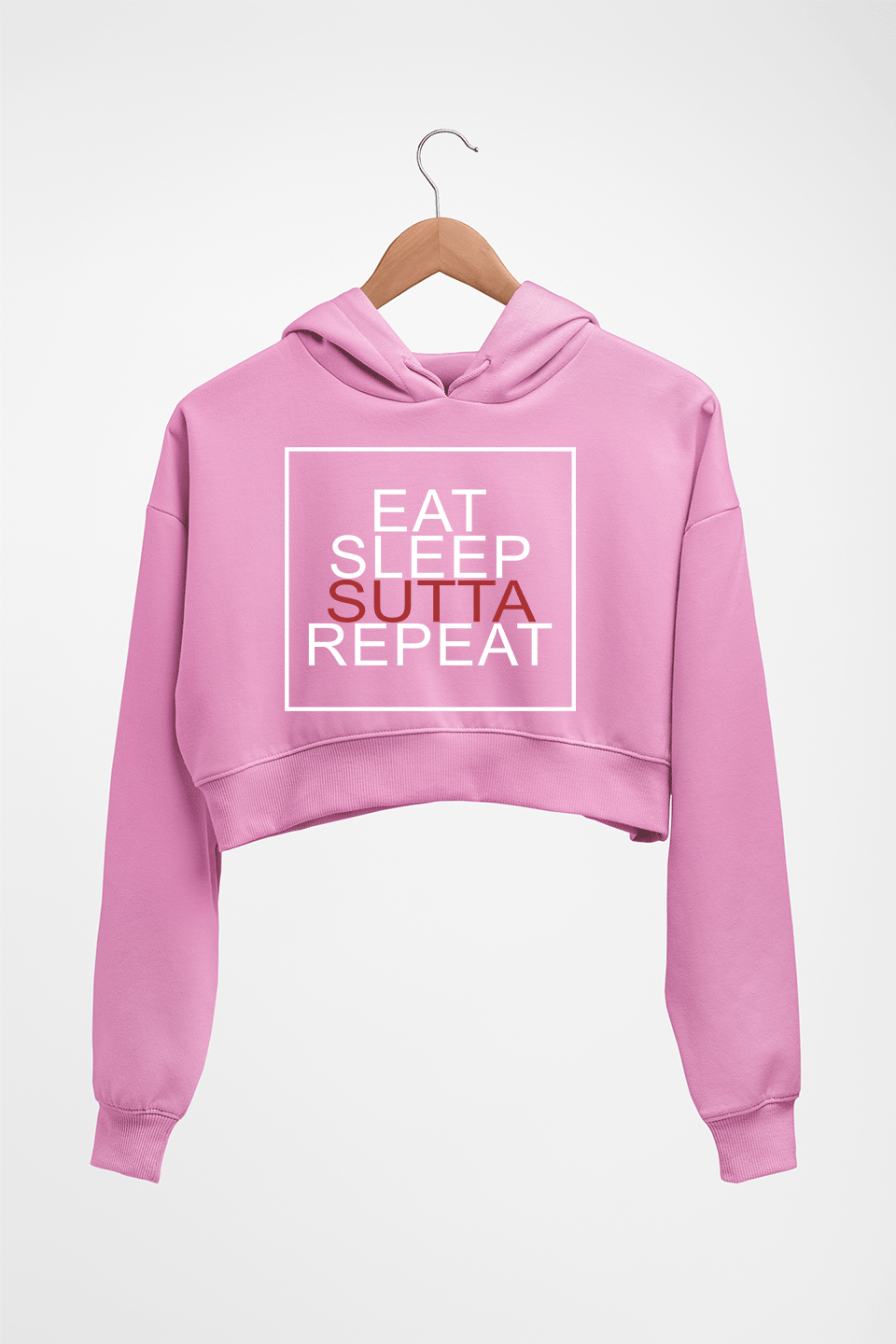 Sutta Cigarette Crop HOODIE FOR WOMEN-Light Baby Pink-Ektarfa.online