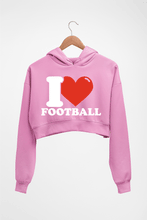 Load image into Gallery viewer, I Love Football Crop HOODIE FOR WOMEN-Light Baby Pink-Ektarfa.online
