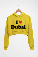 Load image into Gallery viewer, I Love Dubai Crop HOODIE FOR WOMEN-Mustard Yellow-Ektarfa.online

