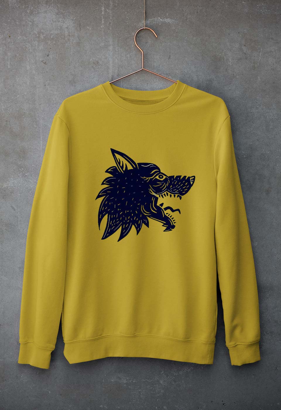 Wolf Unisex Sweatshirt for Men/Women-Mustard Yellow-Ektarfa.online