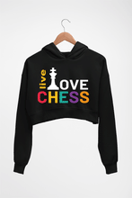 Load image into Gallery viewer, Chess Love Crop HOODIE FOR WOMEN-Black-Ektarfa.online
