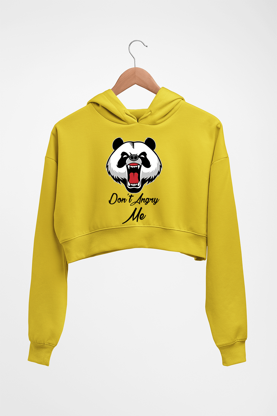 Angry Bear Crop HOODIE FOR WOMEN-Mustard Yellow-Ektarfa.online