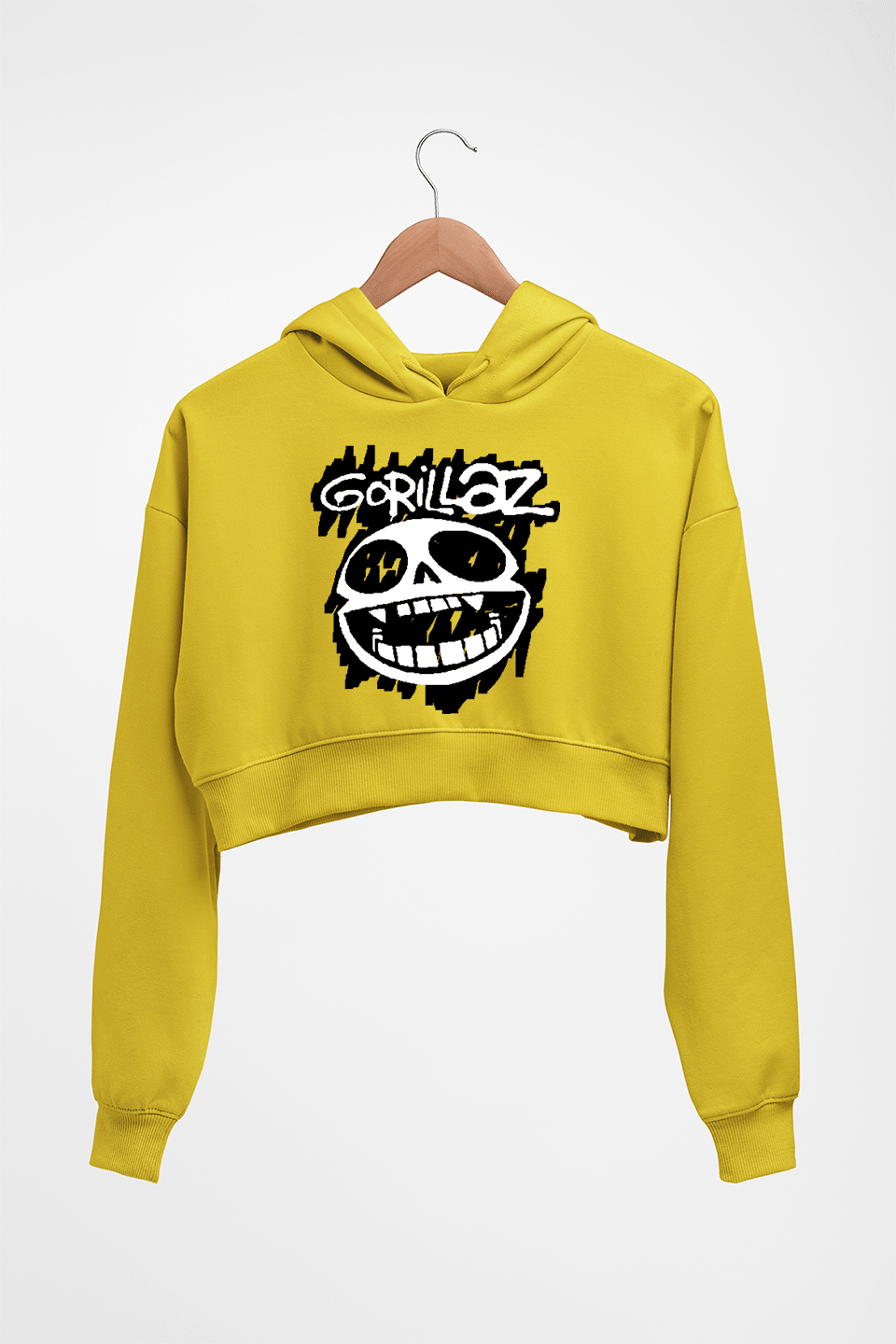 Gorillaz Crop HOODIE FOR WOMEN-Mustard Yellow-Ektarfa.online