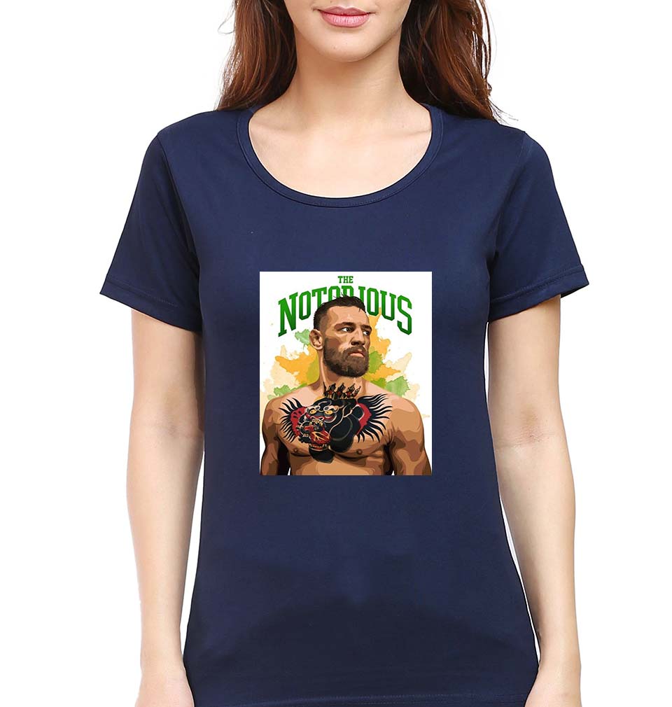 Conor McGregor UFC MMA T-Shirt for Women-Navy Blue-Ektarfa.online