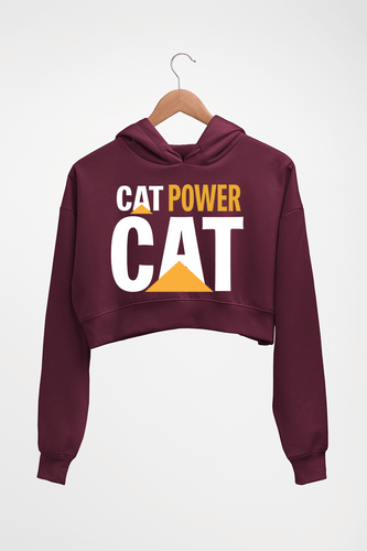 Cat Power Crop HOODIE FOR WOMEN-Maroon-Ektarfa.online