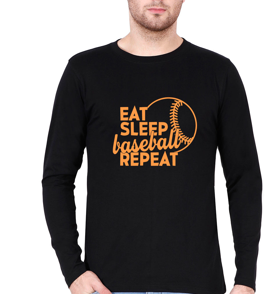 Baseball Full Sleeves T-Shirt for Men-Black-Ektarfa.online