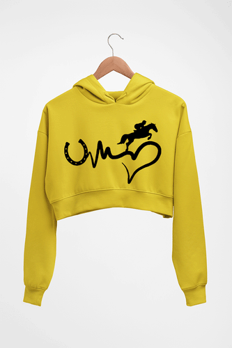 Horse Riding Crop HOODIE FOR WOMEN-Mustard Yellow-Ektarfa.online