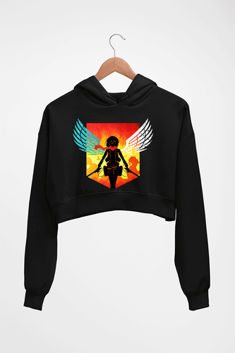 Attack on Titan Crop HOODIE FOR WOMEN-Black-Ektarfa.online