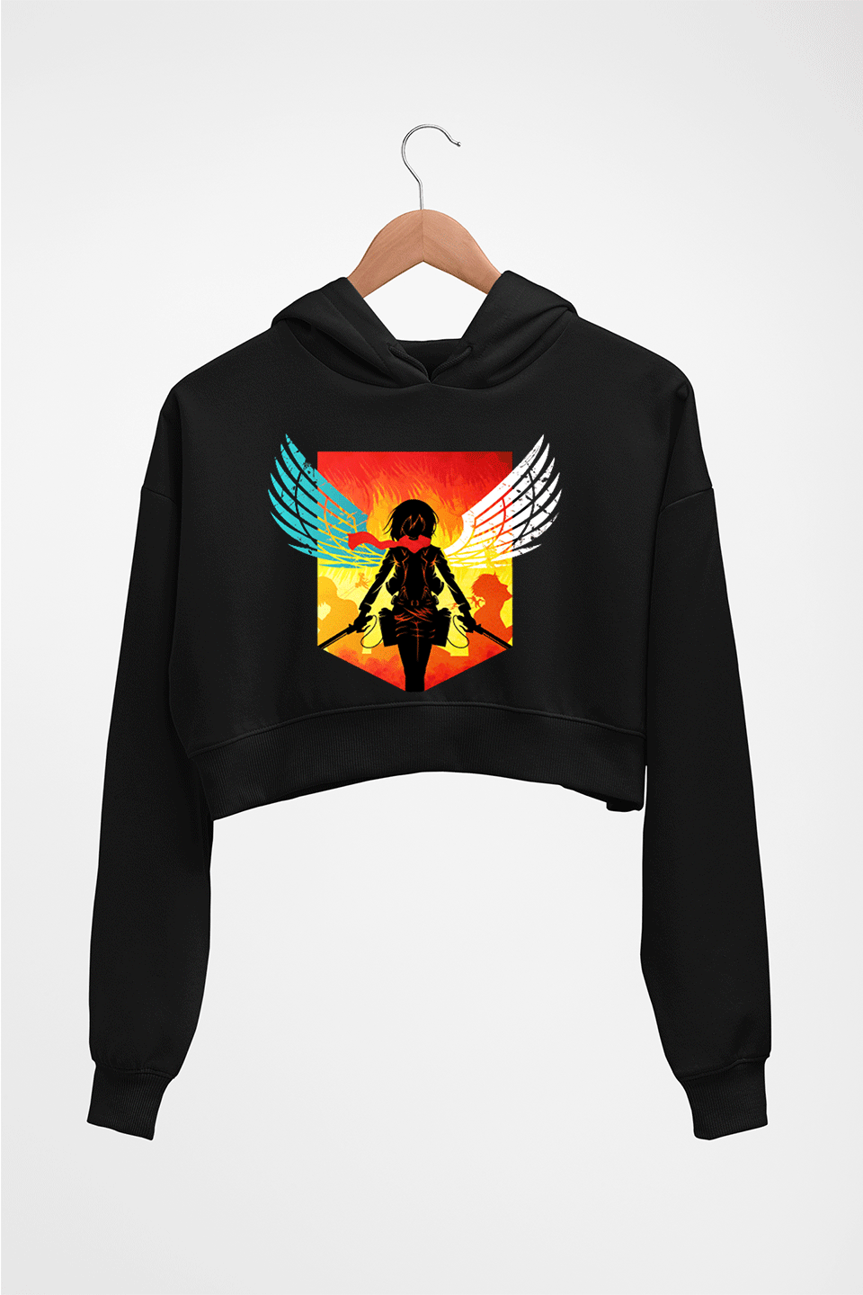 Attack on Titan Crop HOODIE FOR WOMEN-Black-Ektarfa.online