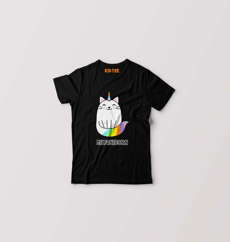 Cat Unicorn Kids T-Shirt for Boy/Girl-Black-Ektarfa.online