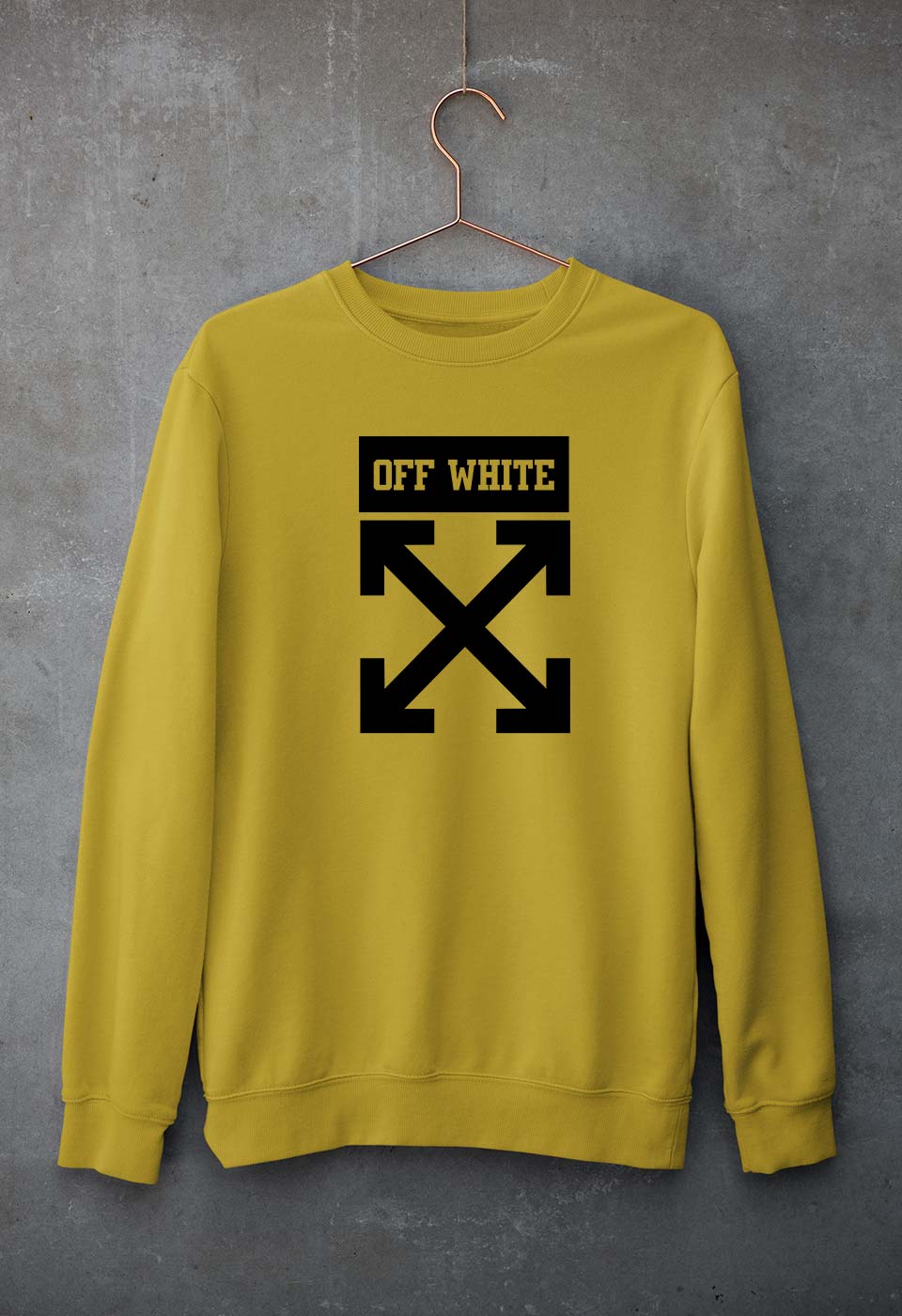 Off White Unisex Sweatshirt for Men/Women-S(40 Inches)-Mustard Yellow-Ektarfa.online