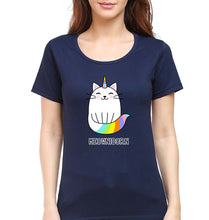 Load image into Gallery viewer, Cat Unicorn T-Shirt for Women-Navy Blue-Ektarfa.online
