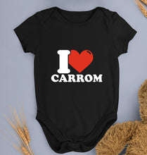 Load image into Gallery viewer, I Love Carrom Kids Romper For Baby Boy/Girl-0-5 Months(18 Inches)-Black-Ektarfa.online
