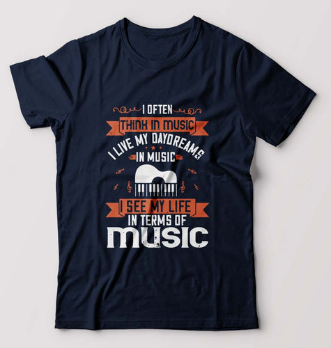 Music T-Shirt for Men-Navy Blue-Ektarfa.online