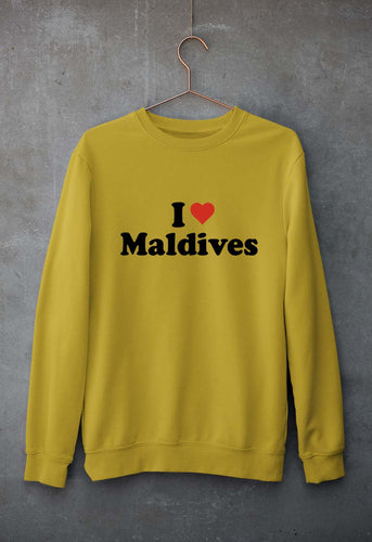I Love Maldives Unisex Sweatshirt for Men/Women-Mustard Yellow-Ektarfa.online